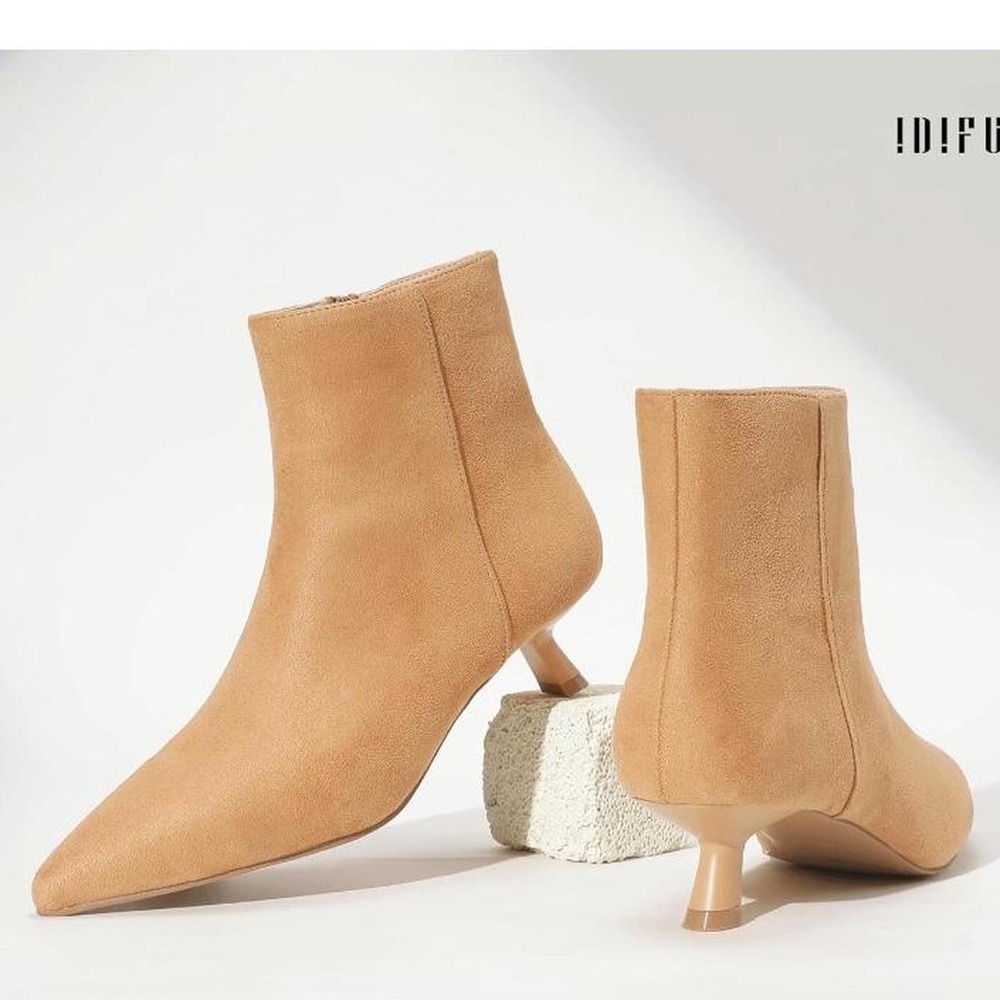 IAnkle Boots for Women Low Short Kitten Heel Booties Detachable Metal Strap